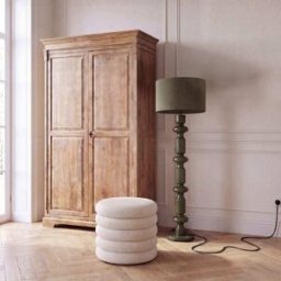 Maisons du Monde Lámpara de pie de metal caqui y pantalla verde Alt. 157 cm