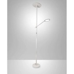 Lámpara de pie led de aluminio blanco h.180 cm fabas 36w+12w