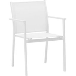 PORTMOBEL Silla de comedor exterior y jardín de aluminio blanco textilene blanco