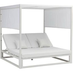 PORTMOBEL Cama exterior y jardín de aluminio y tejido nautico blanco