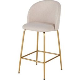 Maisons du Monde Taburete alto de tela beige y acero dorado de 65 cm