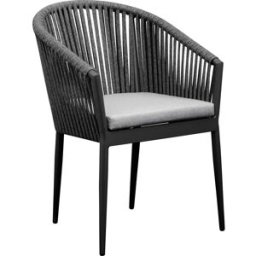 PORTMOBEL Sillon exterior y jardín de aluminio antracita. Antracita y cojin