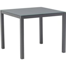 PORTMOBEL Mesa de comedor 90*90 exterior y jardín de aluminio antracita cristal