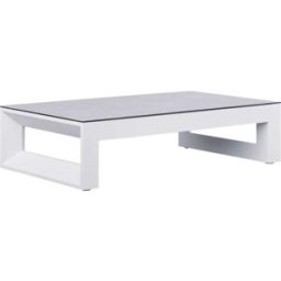 PORTMOBEL Mesa de centro marina.exterior y jardín de aluminio blanco cristal