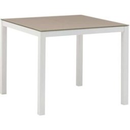 PORTMOBEL Mesa de comedor 90*90 exterior y jardín de aluminio blanco cristal