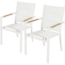 Oviala Conjunto de 2 sillas de jardín en aluminio y textilene blanco