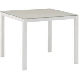 PORTMOBEL Mesa de comedor 90*90 exterior y jardín de aluminio blanco cristal
