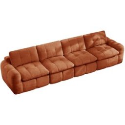 Meubles Cosy Sofá modular 4 plazas de chenilla con espuma 32d, naranja