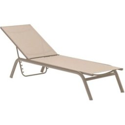 PORTMOBEL Tumbona exterior y jardín de aluminio taupe y textilene taupe