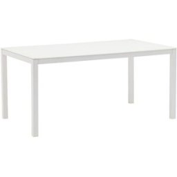 PORTMOBEL Mesa de comedor 160*90 exterior y jardín de aluminio blanco cristal