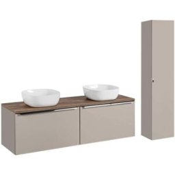 Petits meubles Conjunto mueble lavabo doble 160cm paneles laminados y mdf topo