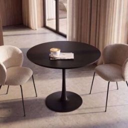 Maisons du Monde Mesa de comedor redonda de MDF y metal negra Ø100 cm