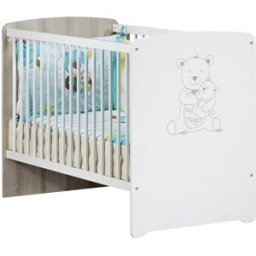 Baby Price Cuna 120x60 serigrafiada topo en madera blanca
