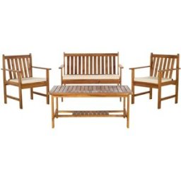 Safavieh Conjunto de exterior de madera de acacia beige