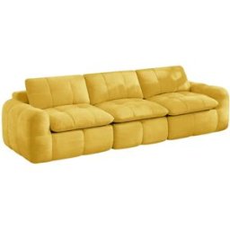 Meubles Cosy Sofá modular 3 plazas de chenilla con espuma 32d, amarillo