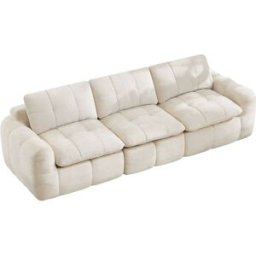 Meubles Cosy Sofá modular 3 plazas de chenilla con espuma 32d, beige