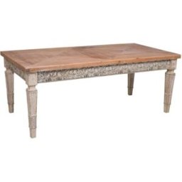 Wanderlust deco Mesa auxiliar de madera envejecida blanca y natural 123x63x50