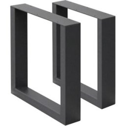 ECD Germany 2x Patas de mesa o banco industrial 40x43cm acero antracita cuadradas