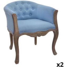 NIYLO Conjunto de 2 sillones de madera de caucho azul 58x56x69 cm