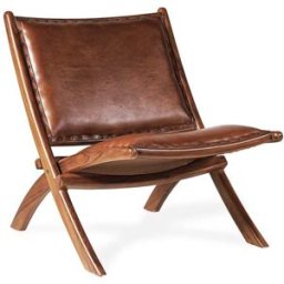 MOYCOR Sillón plegable de cuero marrón