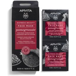 Apivita Express Beauty Mascarilla facial iluminadora y revitalizante con granada 2 x 8 ml