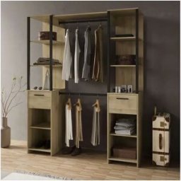 Vestidor Gary 2 Columnas Estilo Industrial Roble Kronberg/Negro 160x200 cm