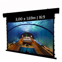Kimex Pantalla de Proyección Motorizada Tensionada 3.00x1.69m Formato 16:9 Wi-Fi Carcasa Negra