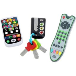 InfiniFUN Kit Educativo 3 Piezas Teléfono Mando Llavero Luces Sonidos Bilingüe