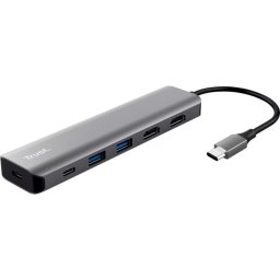 Docking USB-C Trust Dalyx 6-in-1 USB-A 3.0/2 HDMI/Carga 85W Gris