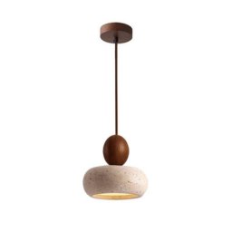 Lámpara colgante Blossom esfera nogal LED regulable 3 temperaturas Ø15 cm