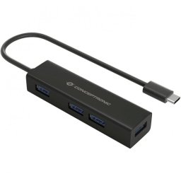 Hub Conceptronic HUBBIES07B USB 3.0 4 Puertos Aluminio Negro