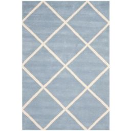 Safavieh Alfombra contemporáneo de lana azul/blanco, 122 x 183 cm