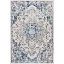 Safavieh Alfombra transicional de polipropileno blanco/gris, 160 x 229 cm