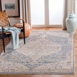 Safavieh Alfombra tradicional de poliéster azul/blanco, 122 x 183 cm