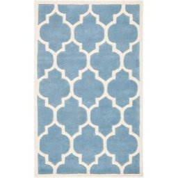 Safavieh Alfombra contemporáneo de lana azul/blanco, 122 x 183 cm