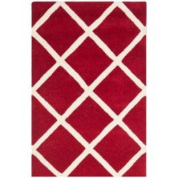 Safavieh Alfombra contemporáneo de lana rojo/blanco, 122 x 183 cm