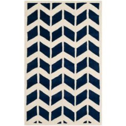 Safavieh Alfombra contemporáneo de lana azul/blanco, 122 x 183 cm