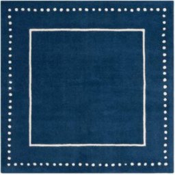 Safavieh Alfombra borde de puntos de lana azul/blanco, 152 x 152 cm