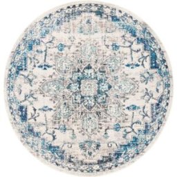 Safavieh Alfombra vintage de polipropileno blanco/gris, 152 cm