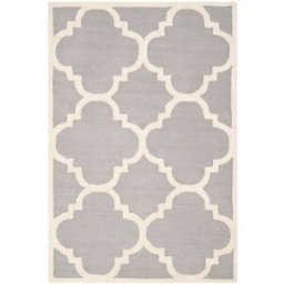 Safavieh Alfombra moderno de lana plata/blanco, 122 x 183 cm