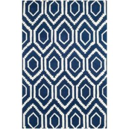 Safavieh Alfombra contemporáneo de lana azul/blanco, 122 x 183 cm