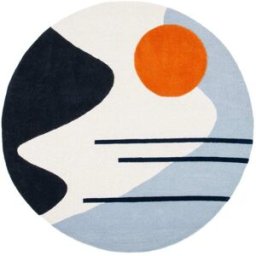 Safavieh Alfombra geométrico de lana blanco/azul, 122 cm