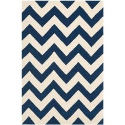 Safavieh Alfombra contemporáneo de lana azul/blanco, 122 x 183 cm