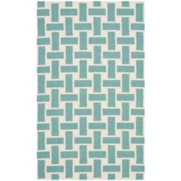 Safavieh Alfombra contemporáneo de lana azul/blanco, 122 x 183 cm