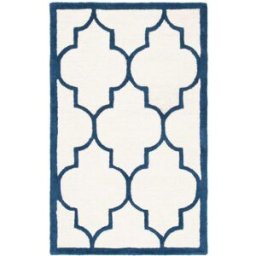 Safavieh Alfombra enrejado de lana blanco/azul, 122 x 183 cm