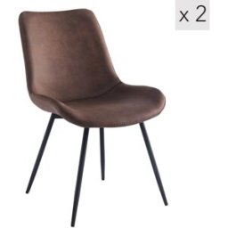 Nordlys Set 2 sillas escandinavas con patas de acero marron