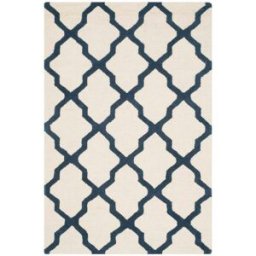 Safavieh Alfombra enrejado de lana blanco/azul, 122 x 183 cm