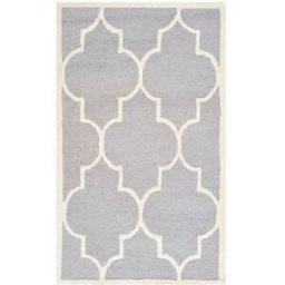 Safavieh Alfombra enrejado de lana plata/blanco, 122 x 183 cm