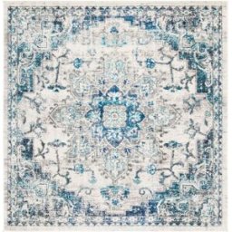 Safavieh Alfombra vintage de polipropileno blanco/gris, 152 x 152 cm