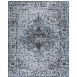 Safavieh Alfombra tradicional de poliéster blanco/azul, 244 x 305 cm